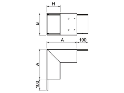 Dimensional drawing 1 OBO PLM EC 1220 RW Outer corner for fire resistant duct
