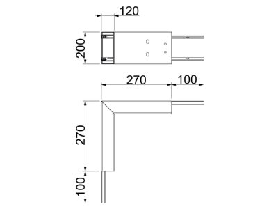 Dimensional drawing 2 OBO PLM EC 1220 RW Outer corner for fire resistant duct