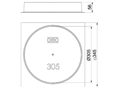 Dimensional drawing 1 OBO SK HB R305 Dummy cover for underfloor duct
