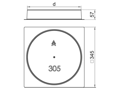 Dimensional drawing 2 OBO SK HB R305 Dummy cover for underfloor duct