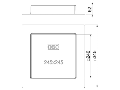 Dimensional drawing 2 OBO SK HB 245X245 Dummy cover for underfloor duct