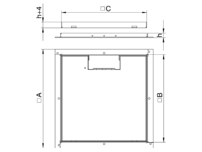 Dimensional drawing 1 OBO RKS 2V2 20 Underfloor device box insert with cover
