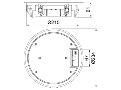 Dimensional drawing 2 OBO GESR4 U 9011 Installation box for underfloor duct
