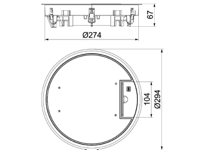 Dimensional drawing 1 OBO GESR7 10U 9011 Installation box for underfloor duct
