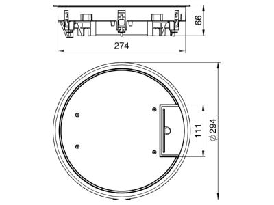 Dimensional drawing 2 OBO GESR7 10U 9011 Installation box for underfloor duct