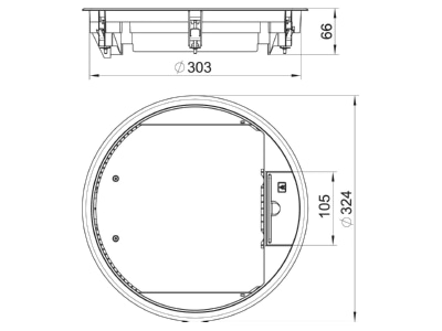 Dimensional drawing 1 OBO GESR9 10U 7011 Installation box for underfloor duct
