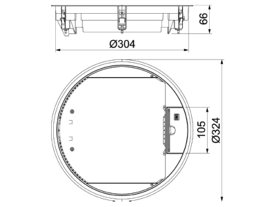 Dimensional drawing 2 OBO GESR9 10U 7011 Installation box for underfloor duct