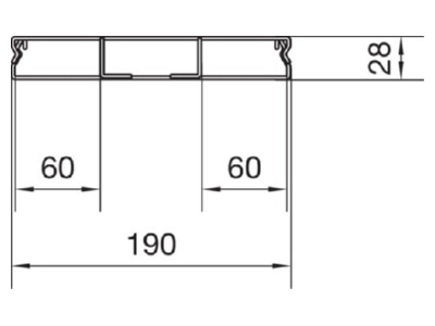 Dimensional drawing Tehalit UK190283 Underfloor duct screed covered 190mm