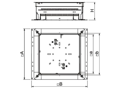 Dimensional drawing 1 OBO UZD 165220 350 3 Service box for underfloor installation
