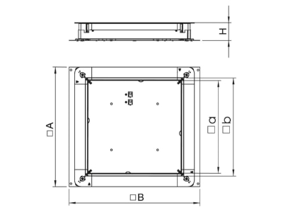 Dimensional drawing 3 OBO UZD 165220 350 3 Service box for underfloor installation