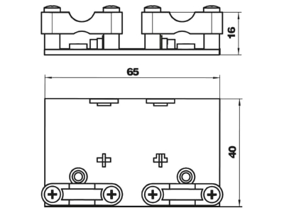 Dimensional drawing 1 OBO FLK HL ZL Surface mounted housing anthracite
