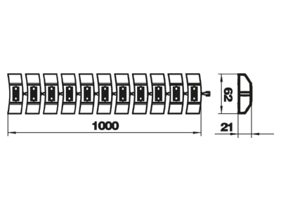 Dimensional drawing 1 OBO FLK 2K LGR Flexible cable guide 20x60x1000mm
