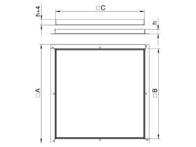 Dimensional drawing 1 OBO RK V2 25 Underfloor device box insert with cover
