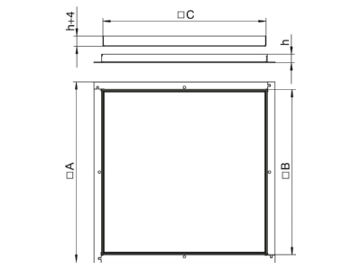 Dimensional drawing 2 OBO RK V2 25 Underfloor device box insert with cover
