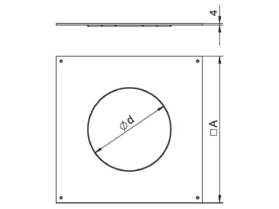 Dimensional drawing 1 OBO DUG 250 3 R4 Mounting cover for underfloor duct box
