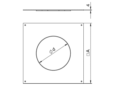 Dimensional drawing 2 OBO DUG 250 3 R4 Mounting cover for underfloor duct box