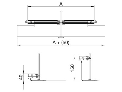 Dimensional drawing 2 OBO OKA G40040150ES End piece for underfloor duct 400x110mm