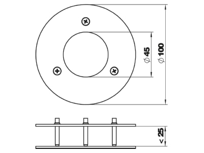 Dimensional drawing 1 OBO DAB F RW Rosette for installation column

