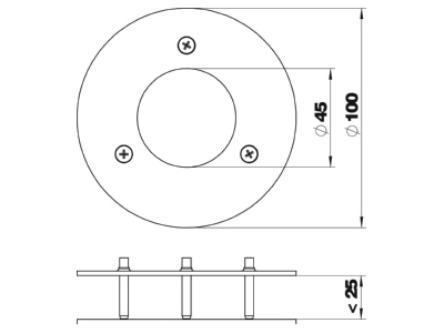 Dimensional drawing 2 OBO DAB F RW Rosette for installation column