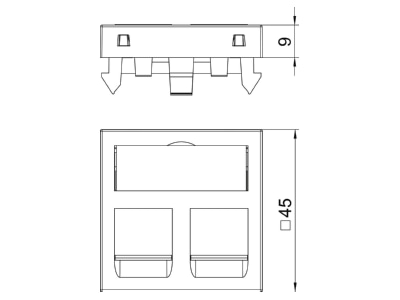Dimensional drawing 1 OBO DTG 2F SWGR1 Basic element with central cover plate
