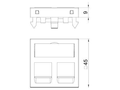 Dimensional drawing 2 OBO DTG 2F SWGR1 Basic element with central cover plate