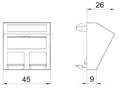Dimensional drawing 1 OBO DTS 2PA RW1 Basic element with central cover plate
