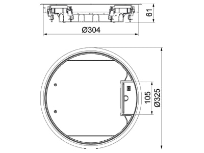 Dimensional drawing 1 OBO GESR9 55U V 7011 Installation box for underfloor duct

