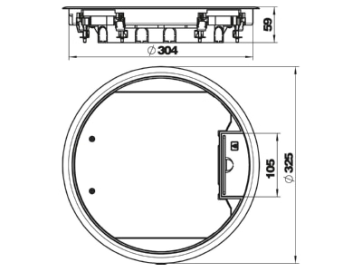 Dimensional drawing 2 OBO GESR9 55U V 7011 Installation box for underfloor duct