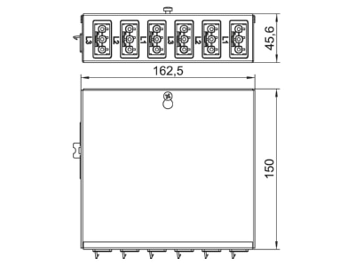 Dimensional drawing 1 OBO UVS 6S2SA Raised floor distribution system 5 pole
