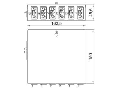 Dimensional drawing 2 OBO UVS 6S2SA Raised floor distribution system 5 pole