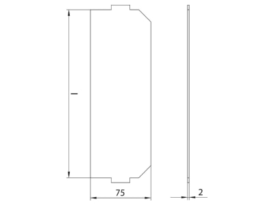 Dimensional drawing 2 OBO LPA GB3 Cover plate for installation units