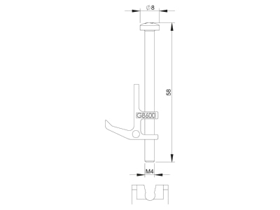 Dimensional drawing 1 OBO GES4 BG DB  VE4  Accessory for underfloor duct GES4 BG DB  quantity  4 
