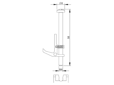 Dimensional drawing 2 OBO GES4 BG DB  VE4  Accessory for underfloor duct GES4 BG DB  quantity  4 
