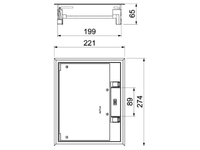 Dimensional drawing 2 OBO GES6 2U10T 9011 Installation box for underfloor duct