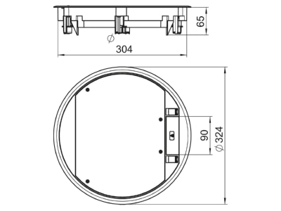Dimensional drawing 1 OBO GESR9 2U12T 9011 Installation box for underfloor duct
