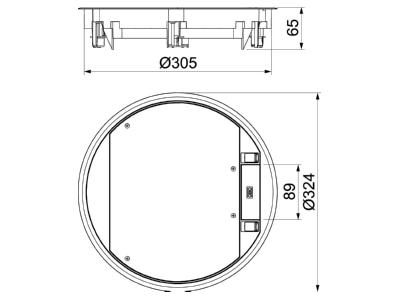 Dimensional drawing 2 OBO GESR9 2U12T 9011 Installation box for underfloor duct