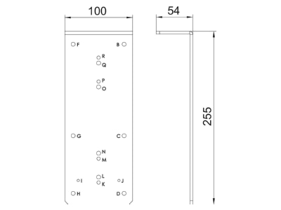 Dimensional drawing 1 OBO OKB BS BL Accessory for underfloor duct

