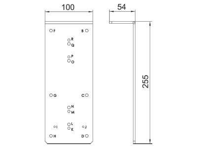 Dimensional drawing 2 OBO OKB BS BL Accessory for underfloor duct