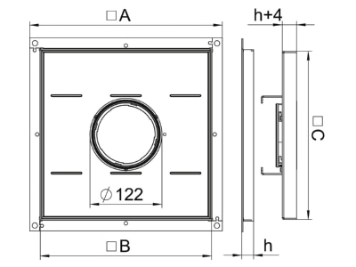 Dimensional drawing 2 OBO RKF2 SL1 V2 30 Underfloor device box insert with cover
