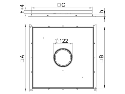Dimensional drawing 1 OBO RKF3 V3 20 Underfloor device box insert with cover

