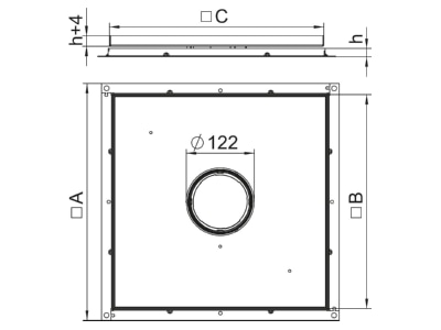 Dimensional drawing 2 OBO RKF3 V3 20 Underfloor device box insert with cover