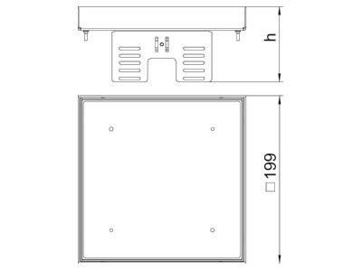 Dimensional drawing 1 OBO RKN2 UZD3 4VS20 Underfloor device box insert with cover
