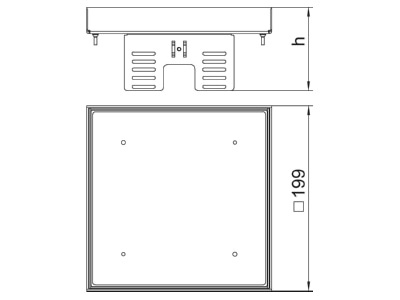 Dimensional drawing 2 OBO RKN2 UZD3 4VS20 Underfloor device box insert with cover