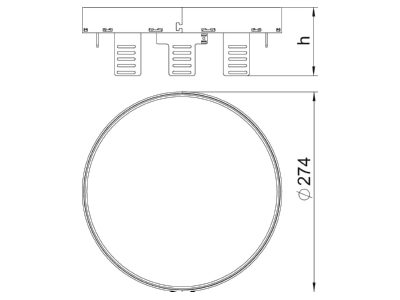 Dimensional drawing 1 OBO RKRN2UZD3R7VS25 Underfloor device box insert with cover
