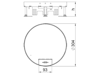 Dimensional drawing 1 OBO RKS2 R9 V20 Levelling cassette for duct mounting
