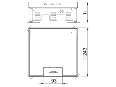 Dimensional drawing 2 OBO RKSN2 9 VS 20 Cassette square 242x243mm 