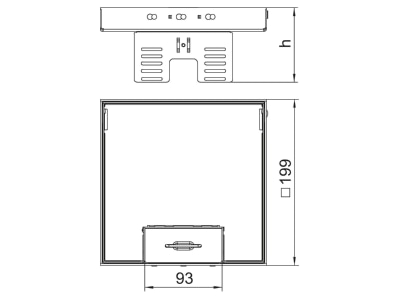 Dimensional drawing 1 OBO RKSN2 UZD3 4VS25 Levelling cassette for duct mounting
