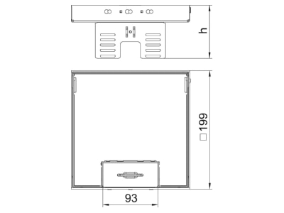 Dimensional drawing 2 OBO RKSN2 UZD3 4VS25 Levelling cassette for duct mounting