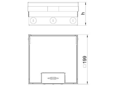 Dimensional drawing 2 OBO UDHOME4 2M Installation box for underfloor duct