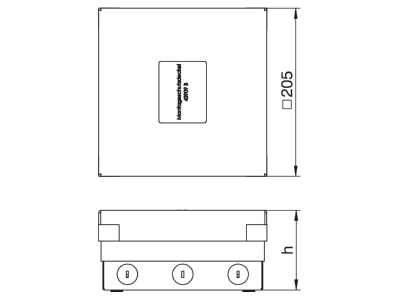 Dimensional drawing 1 OBO UDHOME4 2V V Floor tank complete  3 fold VDE socket  UDHOME4 2VV
